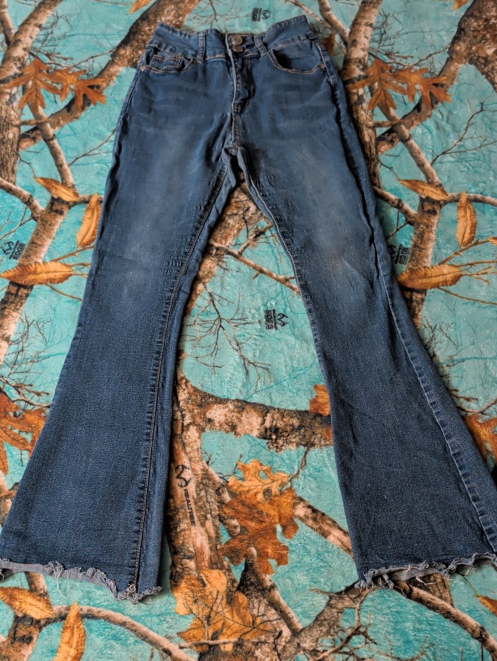 Dark Blue Women's Flared Jeans - Casual Everyday Style
